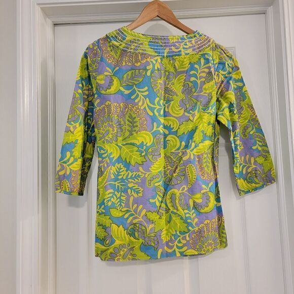 Boden Multi Colored Stitched V Neck Floral Tunic size 6 - Picture 3 of 5